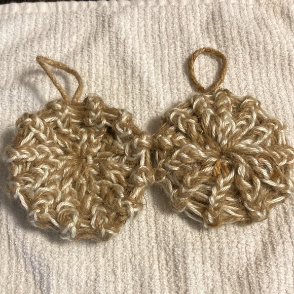 Dish Scrubbie Scrubber Rounds Natural Jute and Cotton Handmade in USA Set of 2 - Picture 6 of 10
